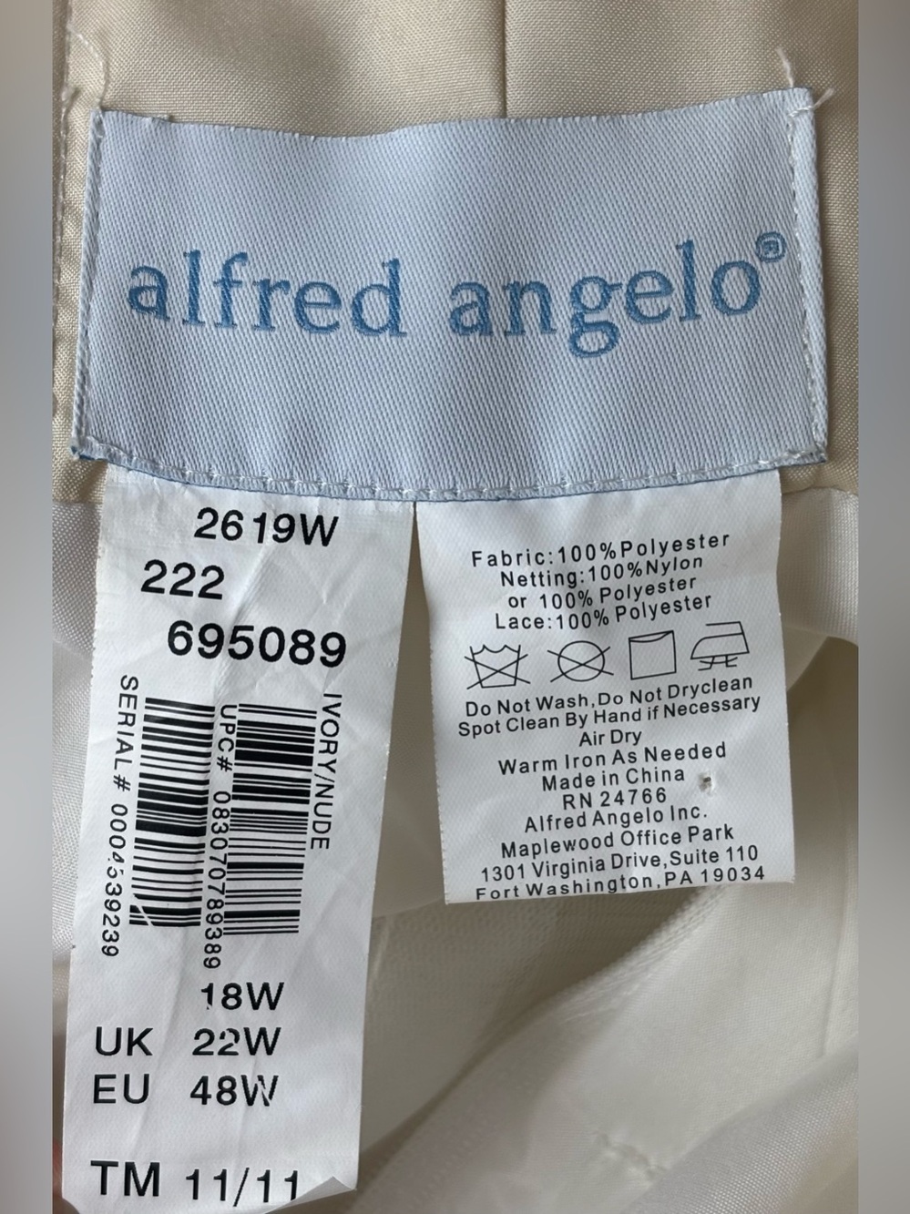 NWT Alfred Angelo Ivory Nude Illusion Lace Bodice Bridal Wedding Gown Dress 18W - Picture 9 of 10